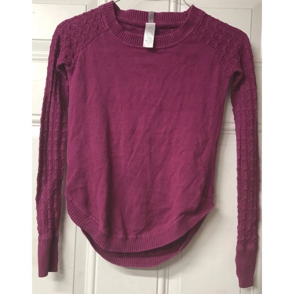 RARE Lululemon Ivivva Sweater Girls 6 Purple Knit Fan Long Sleeve Cotton Sweater